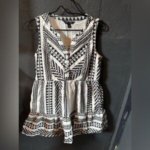 Tribal Black and White Geometric Sleeveless Sundress
